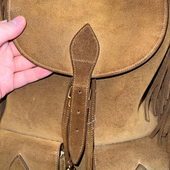 Saint Laurent Hedi Slimane Western/Cowboy Fringe Festival Backpack in Tan Suede - Picture 10 of 16